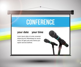 Conference microphones business template vector 02