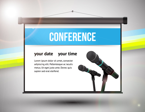 Conference microphones business template vector 02