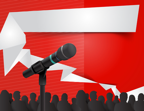 Conference microphones business template vector 03