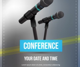 Conference microphones business template vector 04