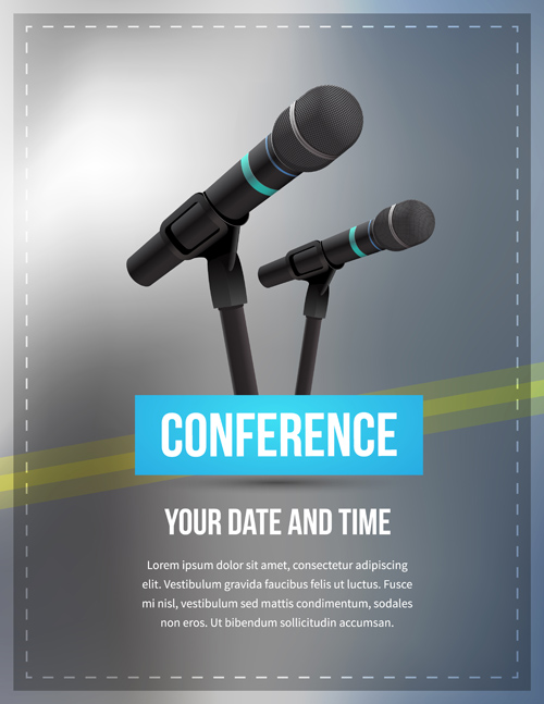 Conference microphones business template vector 04