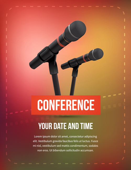 Conference microphones business template vector 05