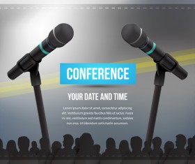 Conference microphones business template vector 06