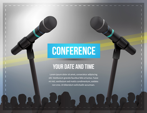 Conference microphones business template vector 06