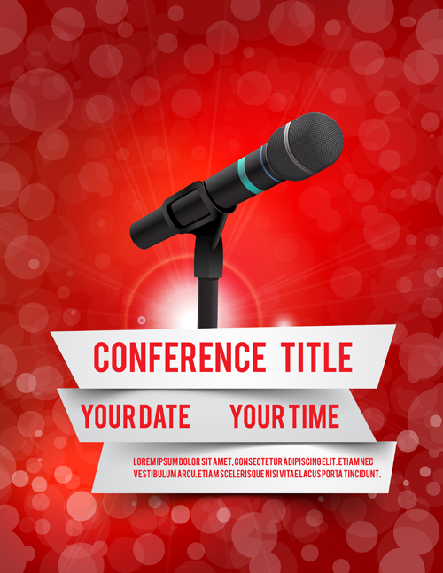 Conference microphones business template vector 07