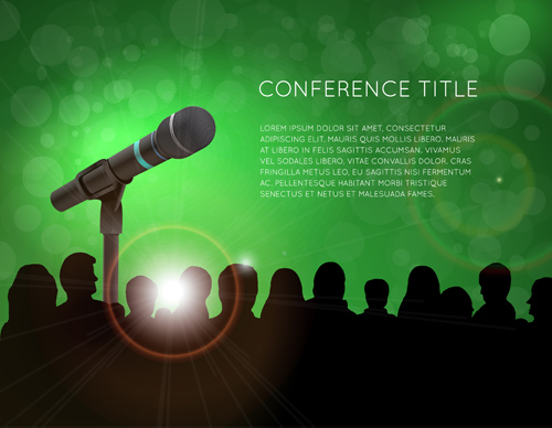 Conference microphones business template vector 09