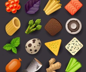 Cooking ingredients vector icons