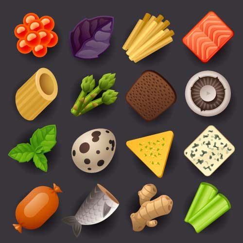 Cooking ingredients vector icons