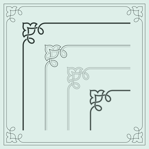 Corner ornament chinese styles vector 09