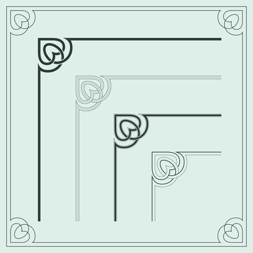 Corner ornament chinese styles vector 10