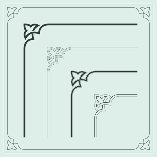 Corner ornament chinese styles vector 12