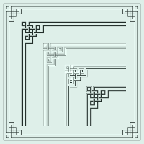 Corner ornament chinese styles vector 15