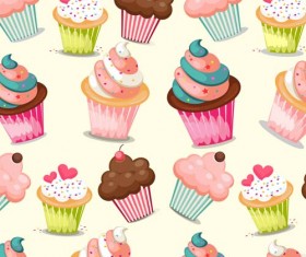 Cupcake cute vector seamless pattern
