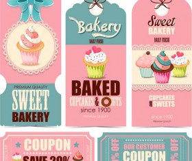 Cupcake tags with card and coupon vector