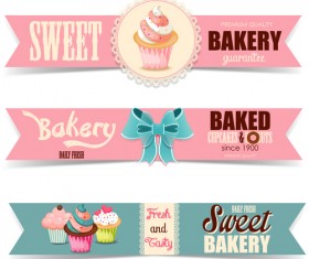 Cute cupcake banners vectors