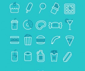 Cute food lines icons