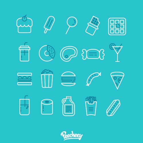 Cute food lines icons