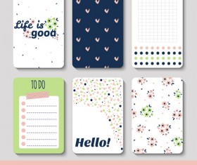 Cute journal cards vector material 01