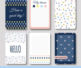 Cute journal cards vector material 02
