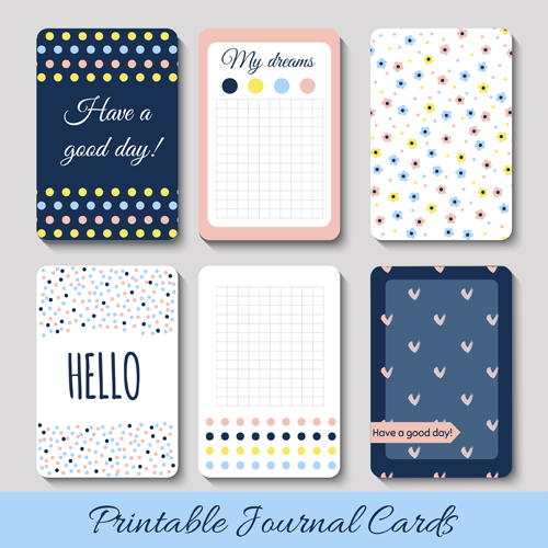 Cute journal cards vector material 02