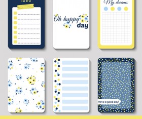 Cute journal cards vector material 03