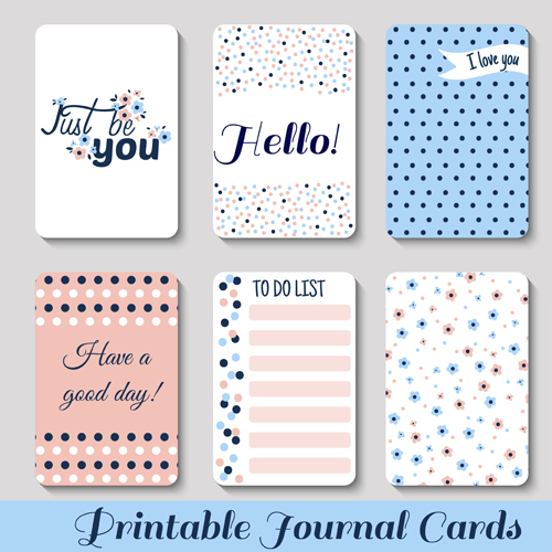 Cute journal cards vector material 04