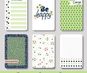 Cute journal cards vector material 05