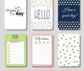 Cute journal cards vector material 06