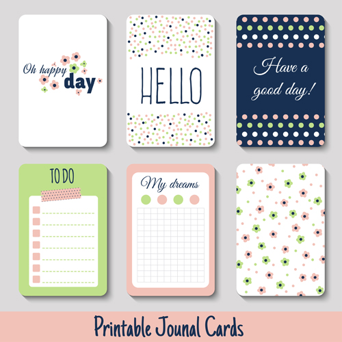 Cute journal cards vector material 06