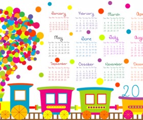 Cute kids calendars 2016 vector 01