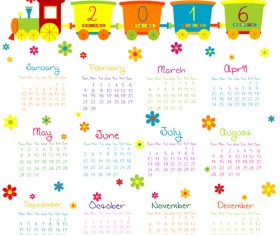 Cute kids calendars 2016 vector 02