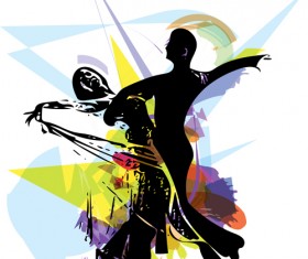 Dancing watercolor drawn vector material