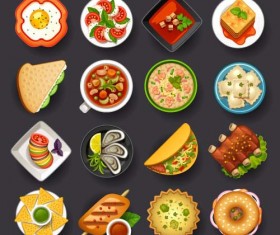 Dofferemt food icons set vector 01