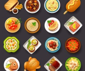 Dofferemt food icons set vector 02