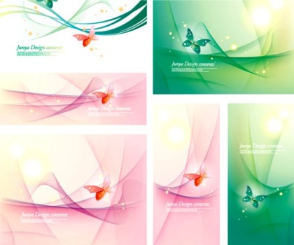 butterfly abstract cards shiny vector set