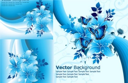Dreamy blue flower background vectors material