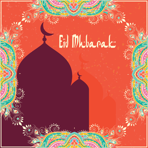 Eid ornament floral art background vector 01