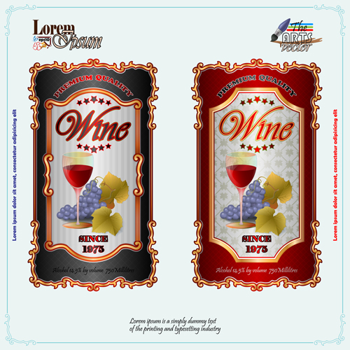 Exquisite wine labels template vector design 03