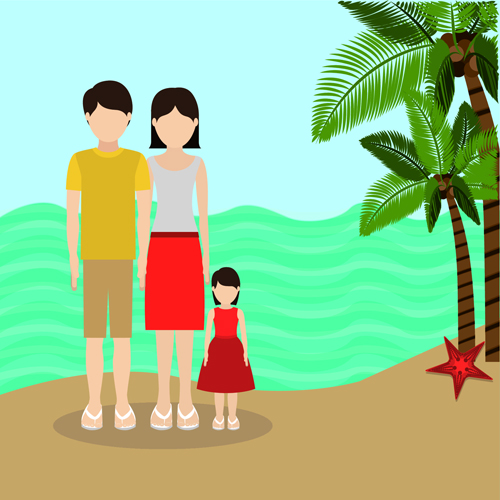 Family travel design vector 01