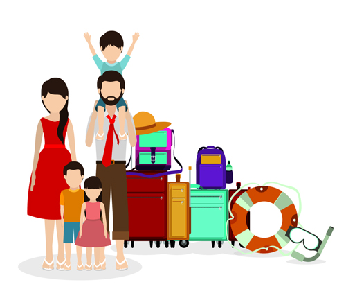 Family travel design vector 02