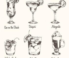 Famous Cocktails vintage vectors material