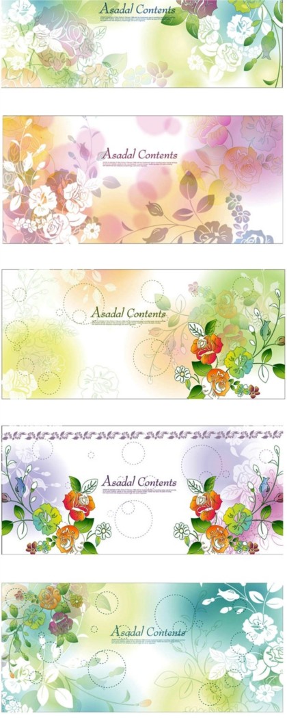 Fashion flower banners background vectors material