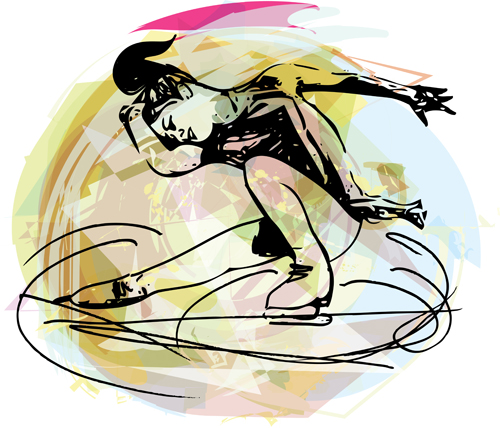 Figure skating fraffiti vector