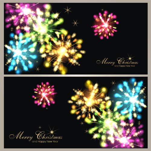 Fireworks christmas art background vector 05