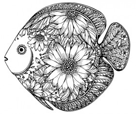 Fish with floral design vector