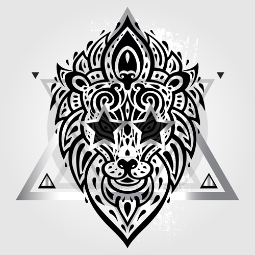 Download Floral Lions head sign vector set 03 free download