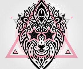 Floral Lions head sign vector set 05