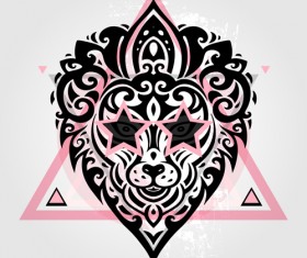 Floral Lions head sign vector set 06