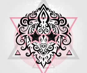 Floral Lions head sign vector set 07