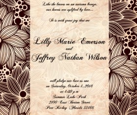 Floral romantic wedding card vectors 01